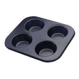 4-Hole Muffin Pan, Bakeware Non-stick Cupcake Baking Pan Mini Pie Pans , Heavy Duty Carbon Steel Muffin Tray Standard Baking Mold Pan for Oven Baking