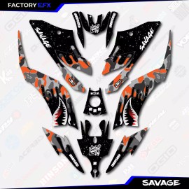 Factory EFX Gray & Orange Savage Camo Racing Graphics kit fits Yamaha Raptor 125 250 11-25