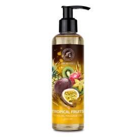 Tropical Fruits Sensual Massage Oil 200 ml - Massage Oil with Almond Oil - Body Massage Oil - Relaxation Massage Oil - Edible and Natural - Body Oil - Natural Cosmetics - Kissable Massage Oil