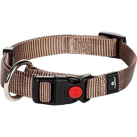 Flamingo Ziggi Dog Collar Taupe S - 30-45 cm 15 mm - Continuously Adjustable - With Strain Relief - Click Buckle with Safety Lock