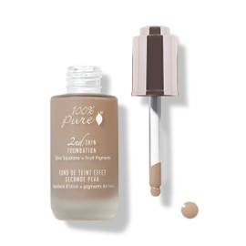 100% PURE 2nd Skin Foundation, Shade 6, Full Coverage, Lightweight, Blendable Formula, Satin Finish, Absorbs Oil, Anti-Aging, Natural, Vegan Makeup (Neutral w/Cool Undertone) - 1.18 Fl Oz