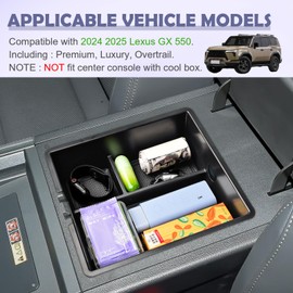RUNROAD Center Console Organizer Tray Compatible with 2024 2025 Lexus GX 550 Accessories, Insert Armrest Storage Box For GX550 Glove Dividers Cup Holder Gear Cover (NOT Fit with Cool Box)