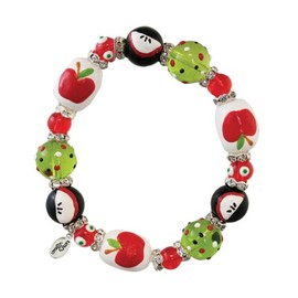 Kate & Macy Apple of My Eye Fruit Women's Painted Glass & Acrylic Beads Rhinestones Elasticized Stretch Bracelet Jewelry Made by Clementine Design.