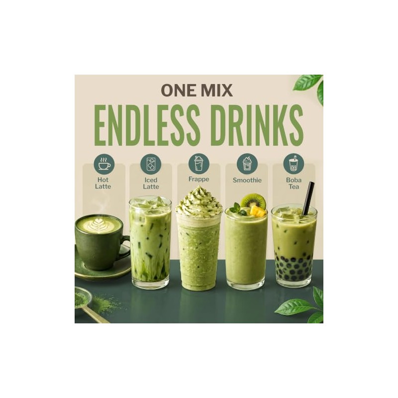 MOCAFÉ Matcha Green Tea Latte Powder Mix - Instant Cafe-Style