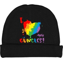 inktastic Pride Heart Kid Finger Paint I Love My Guncles Baby Beanie Hat Large Black 3f6fc