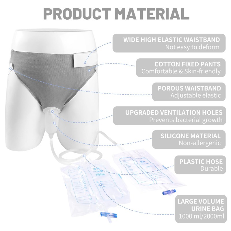Wearable Urine Collector with 1000ml*2 & 2000ml*1 Urine Collection Bags