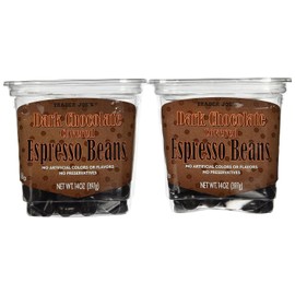 Trader Joe's Dark Chocolate Covered Espresso Beans TWO (2) 14 oz Packs Each