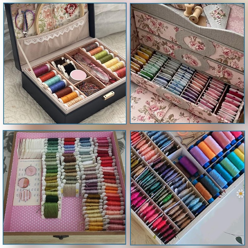 SUNNYCLUE 1 Box 100Pcs Embroidery Floss Bobbins Embroidery Floss Organizer