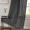 Ronaldecor Black Boho Linen Textured Tassel Sheer Lace Curtains, Chic