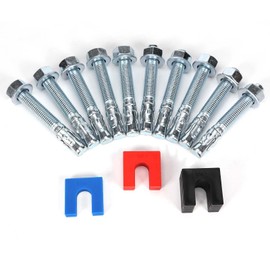 Atesilor 28 Pcs Car Lift Install Kit with 18 Pcs 1/4" & 1/8" & 1/16" Leveling Shims Kit and 10 Pcs 3/4" x 5-1/2" Wedge Anchor Bolts, For 2/4 Post Lift Truck Jib Crane Precise Leveling Installation