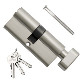Bwintech 70mm(35T/35) Nickel Euro Cylinder Lock,Door Barrel Lock,Thumbturn Knob with 3 Standard Keys,Anti-Pick,Anti-Bump,Anti Drill,High Security for UPVC,Wooden,Composite Doors