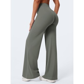 YEOREO Workout Leggings Womens No Front Seam Straight Leggings High Waist Buttery Eddiy Gym Yoga Pants Gray Green XL