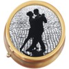 Lovers Tango Brass Round Pill Box