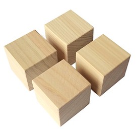 kicoriya Japanese Cypress Board Craft Material DIY Edge Cypress Dice Mold Square Wood Set of 4 for Insulators