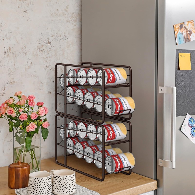 MOOACE 4 Pack Can Dispenser Rack, Stackable Can Storage Organizer