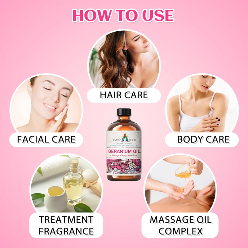 EVOKE OCCU Pure & Natural Geranium Essential Oil for Skin,