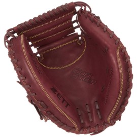 ZETT BRCB35512 Soft Baseball Catcher Mitt, Soft Steer, For Catchers, Bordeaux Brown (4000), Right Throw