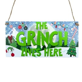 Second Ave Funny Lives Here Christmas Xmas Wooden Hanging Decoration Festive Home Sign Plaque