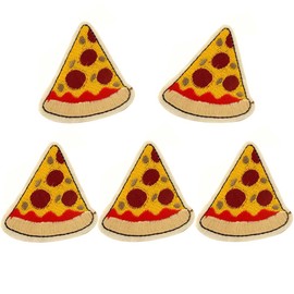 HUIXUN Pizza Patch for Clothing Iron On Embroidered Sew Applique Cute Patch Fabric Clothes Badge Garment DIY Apparel Accessories 5 PCS 5.8CMX6.2 CM