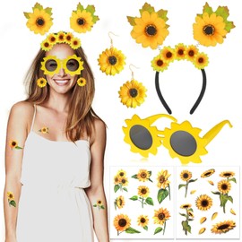 HOWAF Sunflower Costume, Sunflower Hair Accessories, Headband, Sunflowers Hair Accessories, Headband, Sunflowers, Sunglasses, Sunflower Sunglasses, Tattoos for Carnival, Sunflower Costume
