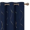 Deconovo Gold Wave Print Blackout Curtains for Bedroom, Thermal Insulated