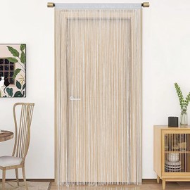 HSYLYM Spaghetti String Curtains for Doorways Privacy Door Frame Tassel Hippy Wall Kitchen Hallway Boho Fringe Curtain Hanging Door Room Dividers Decor 1 Panel（39×79in/100×200cm,White）