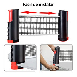 YOU ER MEI Red de Ping Pong, Raquetas y Pelotas Set, Juego de Tenis de Mesa con Red de Ping Pong retráctil (hasta 72" de Ancho), con 6 Bolas y 2 Paletas