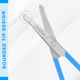 UNIQIYA Nose Hair Scissors - 3.5'' Nose Hair Scissor for Men and Women. Rounded Tip Small Scissors for Grooming, Eyelash, Eyebrow and Facial Hair - Blue Color