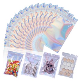 Bolsas Holográficas Multiusos, 200 Bolsas Resellables Holográficas de Arcoíris, Bolsas de Papel de Aluminio de Doble Cara, Bolsas para Dulces, Bolsas de Cosméticos y Más (10.5 x 15 cm)