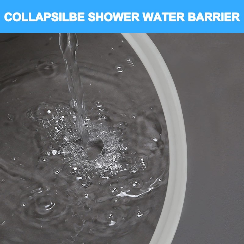 Duzzy 39 Inch Collapsible Shower Threshold Water Dam, Silicone Shower