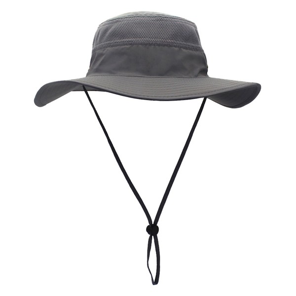 Home Prefer Men's Sun Hat UPF 50+ Wide Brim Bucket Hat Windproof Fishing Hats (Dark Gray)