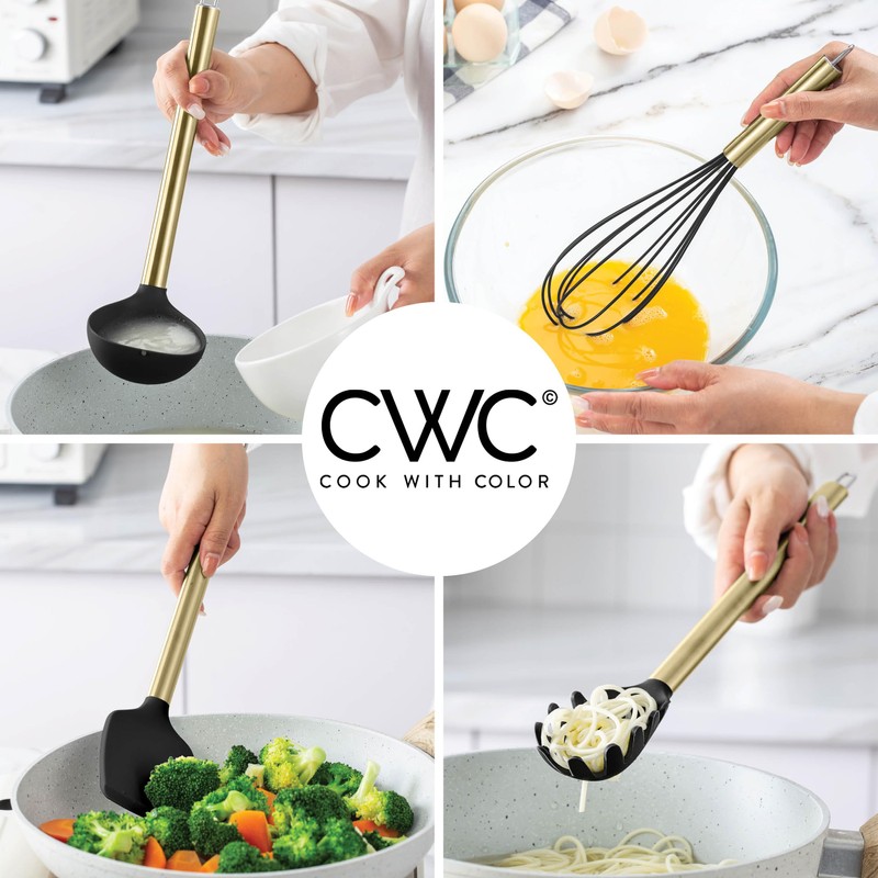 COOK WITH COLOR Silicone Cooking Utensils, Kitchen Utensil Set, Easy
