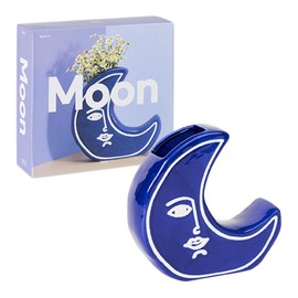 DOIY | Flower Vase | Moon Vase | Blue Vase For Flowers | Ceramic Vase | Small Vases For Table Decoration & Home Decor Accessories | Flower Vases For Living Room Decor | Quirky Vases For Flowers