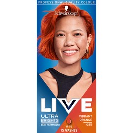 Schwarzkopf LIVE Ultra Brights Vibrant Orange Semi-Permanent Hair Dye 085, Orange Hair Dye for Bright or Pastel Orange Hair Colour, Vibrant Colour Lasts up to 15 Washes