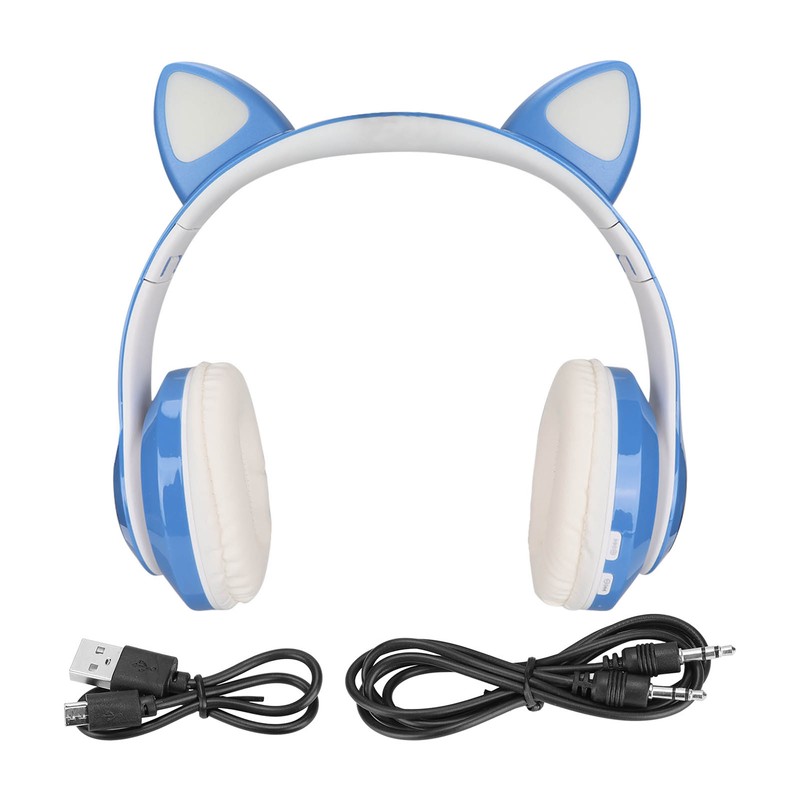 LXB39C Kids Headphone Bluetooth 5.0 Foldable Wireless Glowing Music Cat