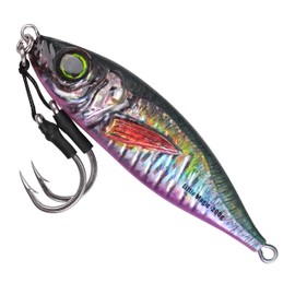 Saltwater Fishing Jigs Slow Pitch Jig Spoon Lures Vertical Jigging Spoon with Double Assist Hooks Slow Fast Pitch Flat Baits for Saltwater Tuna Grouper Bass Salmon 80g-200g