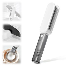 Dayinkes Knife Cleaner Blade Brush, Multi-Functional Kitchen Cutlery Brush, Double-Sided Knife Scrubber, Knife Brush with Knife Sharpener, for Knives, Forks, Dish, Cutlery Cleaning (White)