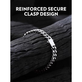 7mm Silver Cuban Link Bracelet, 21cm (8 Inches) Stainless Steel Chain with To My Husband Message Card, Elegant Anniversary Present