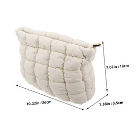 Baluue 2pcs Minimalist Quilted Portable Makeup Organizer Soft Travel Cosmetic Bag for Toiletries Lipstick Brushes Stylish Aesthetic Storage for Women