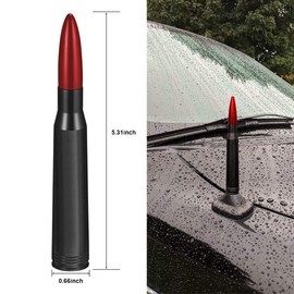 Car Bullet Antenna Mast, Replacement Short Antenna Mast, Vehicle Accessories Universal for GM Chevy Silverado 1500 2500 3500 HD Avalanche GMC Sierra 1500 2500 Denali Heavy Duty Pickup Trucks (Red)