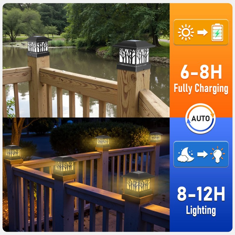 Viewsun 8 Pack Solar Post Cap Lights, Outdoor Fence Solar