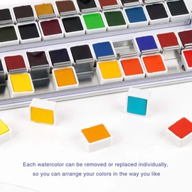 Paul Rubens Watercolor Paint Artist Grade, 48 Colors Watercolor Paints Set Solid Cakes with Palette and Watercolor Journal 100% Cotton Hot Press For Artists Painters