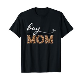 Boy MOM with Leopard Pattern & Heart T-Shirt