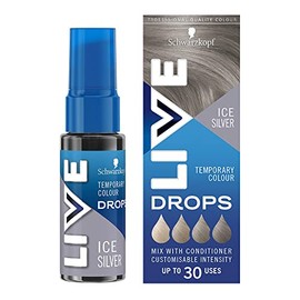 Schwarzkopf LIVE Colour Drops, Vegan, Semi-permanent, Silver Hair Dye, Lasts 2 to 12 Washes, Ice Silver 30 ml