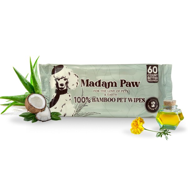 Madam Paw Unscented XL Pet Wipes for Paws Body &