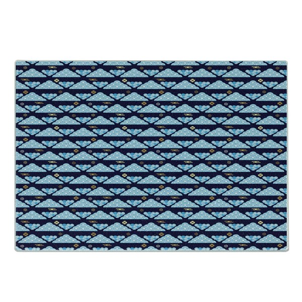 Ambesonne Japanese Cutting Board, Abstract Clouds Ornament Essential Shapes Pattern,