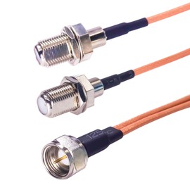 Goupchn F Type Coax Cable Splitter - F Male to Dual Female 3 Way RG316 Coaxial Cable 19cm/7.5" for TV, Satellite Receiver