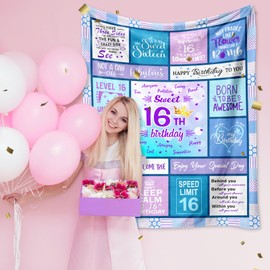 Fesangtao Sweet 16 Gifts for Girls - 16th Birthday Gifts for Girls - Gift for 16 Year Old Girl - 16 Year Old Girl Birthday Gift Ideas - Sweet Sixteen Gift Blanket 60"X50"