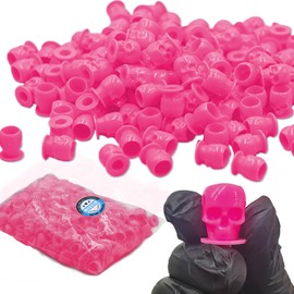 Skull Tattoo Ink Caps Cups - MIUXIA 200pcs Disposable Tattoo Caps Ink Cups for Tattooing Pink Pigment Cups Skull Plastic Tattoo Cups for Ink Tattoo Supplies…