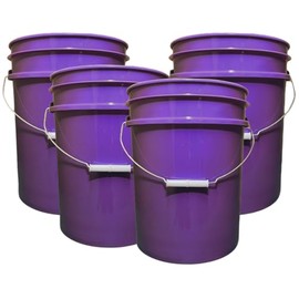 House Naturals 5 Gallon Premium HPDE Plastic Bucket - Made in USA Food Grade Storage Container, BPA Free All Purpose Pail (4, Purple)